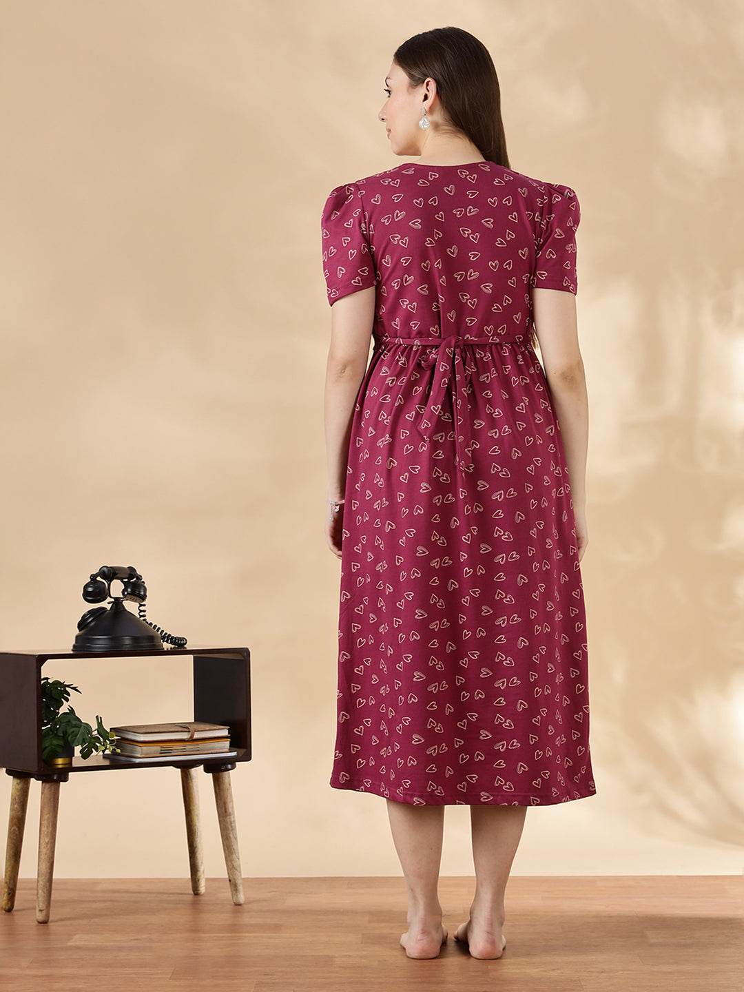 Berry wine feeding friendly maternity wear for women