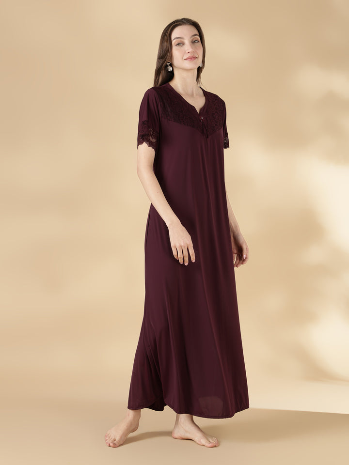 Malai a-line black night dress for women