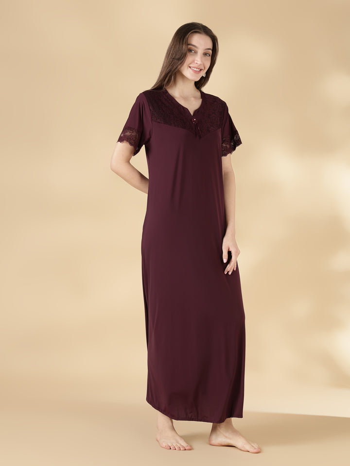 Malai a-line black night dress for women