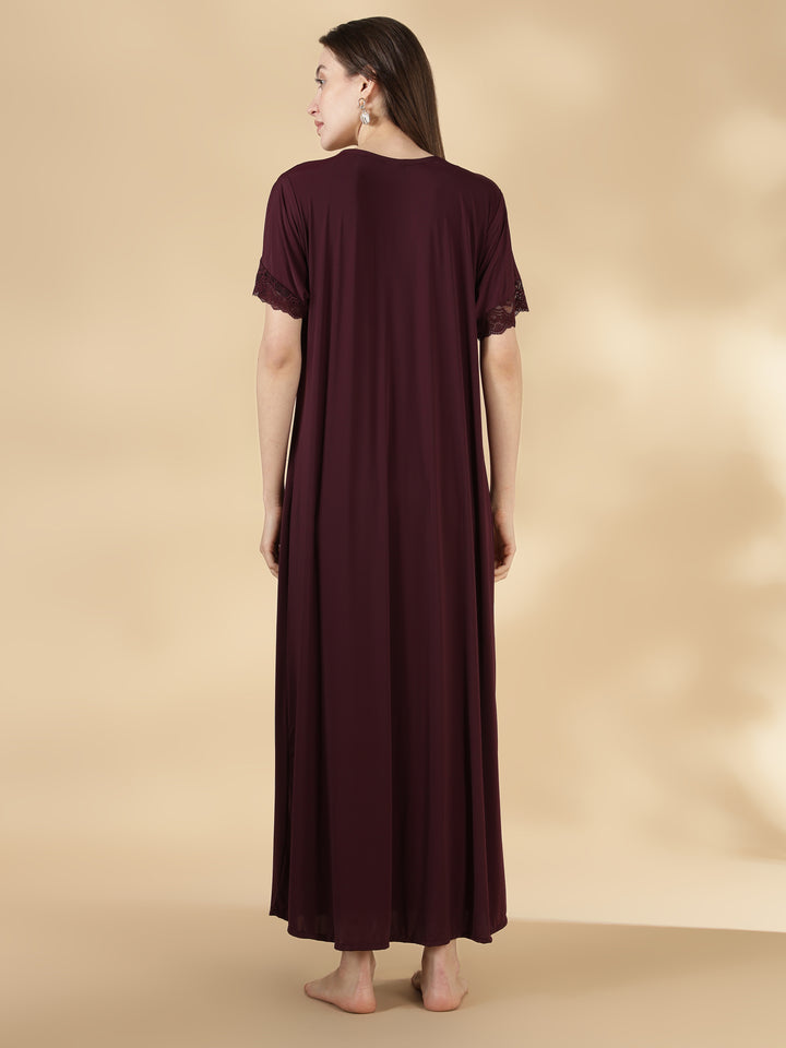 Malai a-line black night dress for women