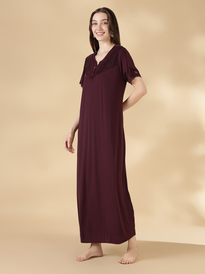 Malai a-line black night dress for women