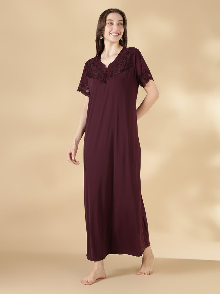 Malai a-line black night dress for women