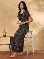 Black Paisley Print Pure Cotton Designer Nighty