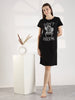 Black Cotton Knee Length Plus Size Short Night Dress for Women