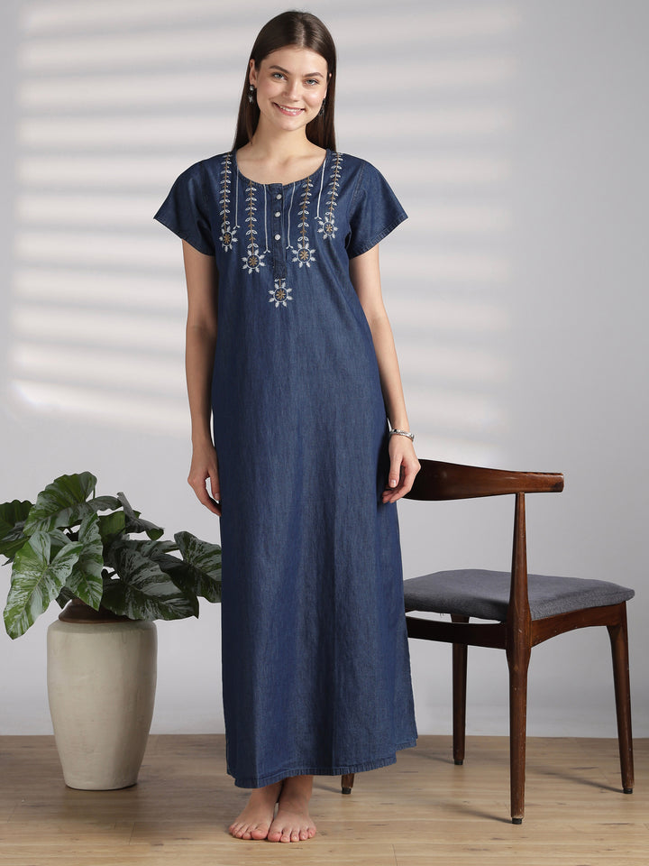 Star Tassel Embroidered Nighty Dress for Women Online