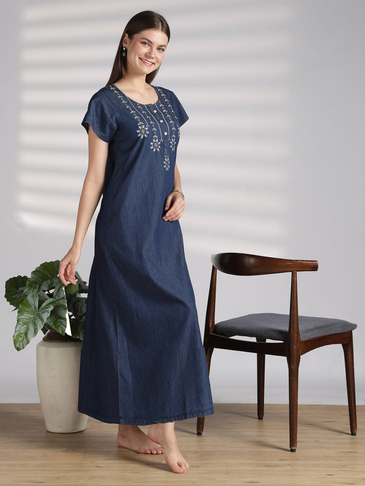 Star Tassel Embroidered Nighty Dress for Women Online