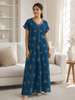 Botanical Print Posy Teal Alpine Fabric Designer Nighty