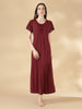 Mala A Line Nighty Dresss for Women with Lace Neck Cocoa