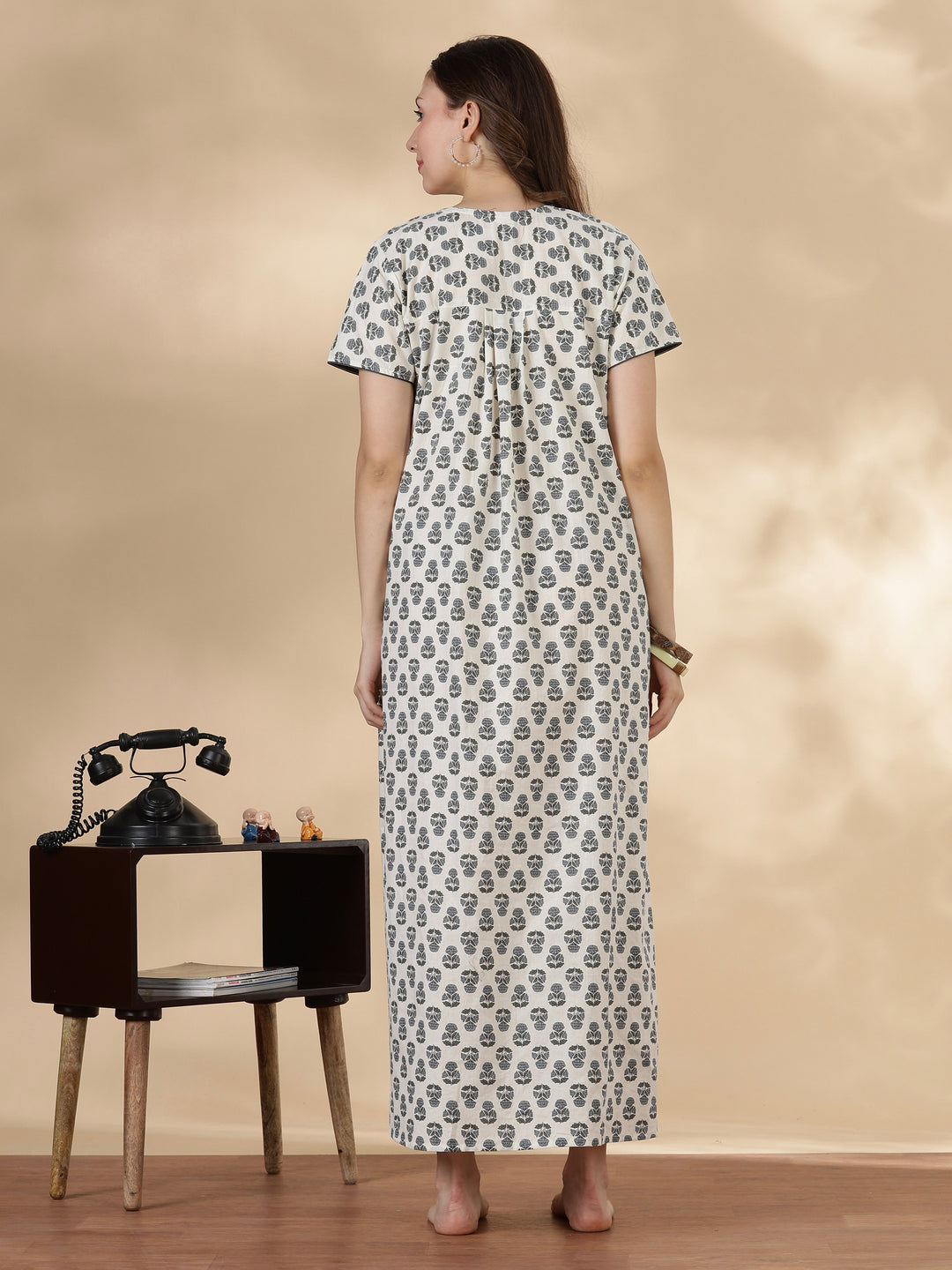 Slate buta print comfortable cotton nightwear for women