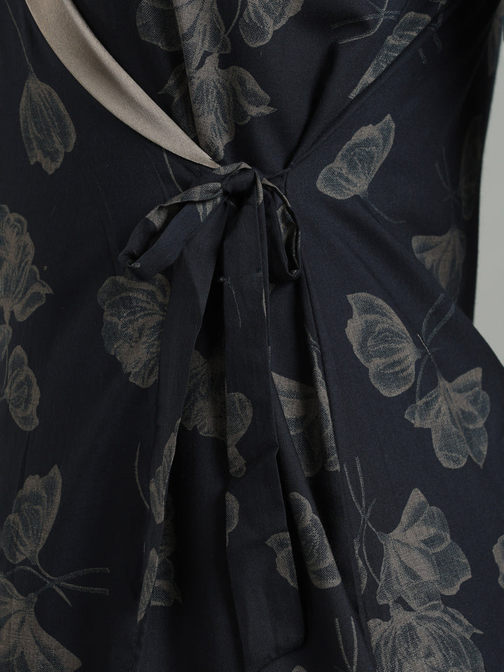 Charcoal black viscose blend classy housecoat for women