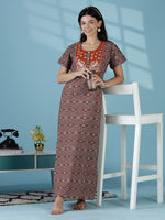 Pure Cotton Kalamkari Print Nighty for Women Ethnic Printed