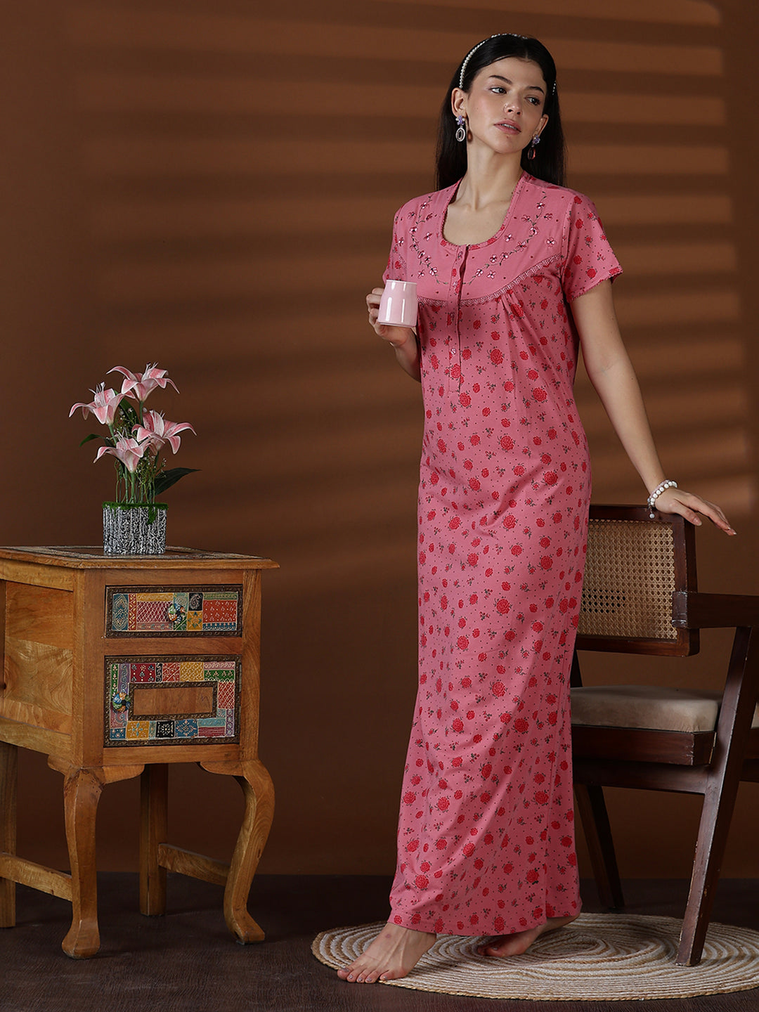 Buy Cotton Blend Comfortable Front Open Nightwear for Women Cotton Blend / L/42 Buy Cotton Blend Comfortable Front Open Nightwear for Women Cotton Blend / L/42