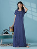 Indigo Floral Cotton Blend Summer Nightwear for Women Relaxed Fit