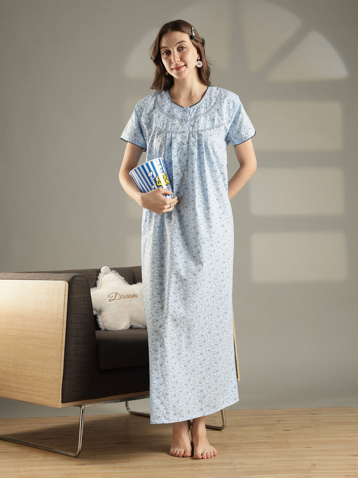 Floral comfortable 100% pure cotton womens nighty