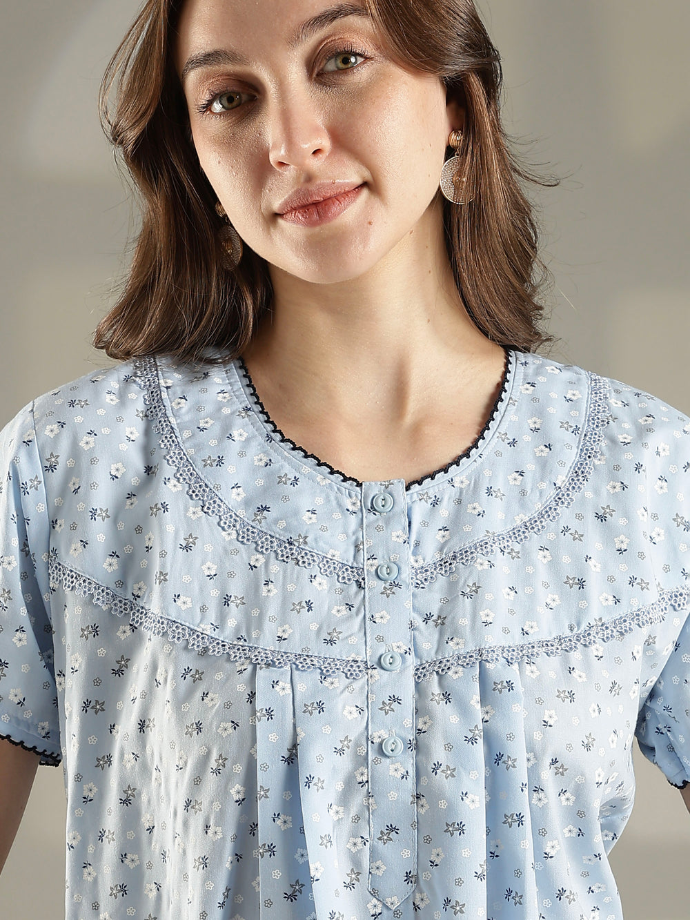 Floral comfortable 100% pure cotton womens nighty