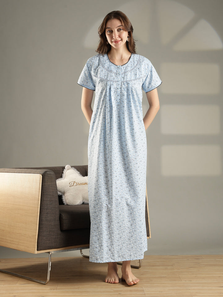 Floral comfortable 100% pure cotton womens nighty