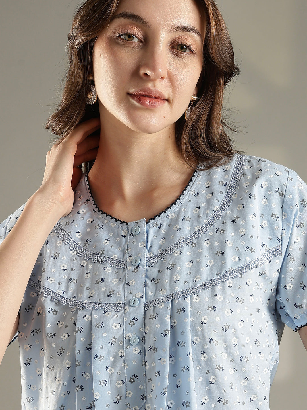 Floral comfortable 100% pure cotton womens nighty