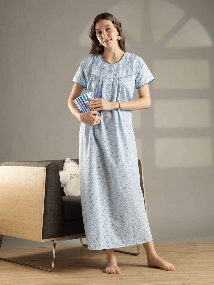 Floral comfortable 100% pure cotton womens nighty