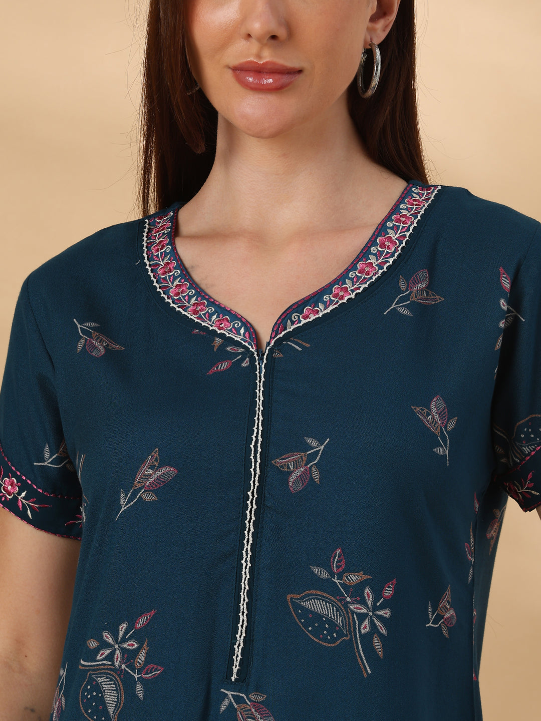 Posy teal botanical designer nighty for women online