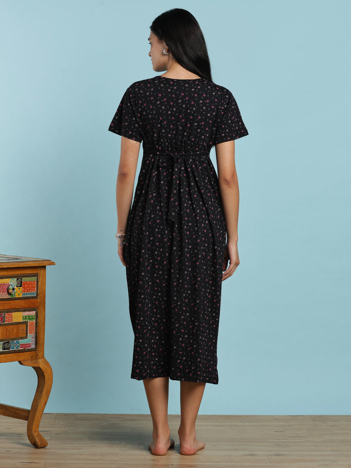 Dark grey comfortable feeding nighty for women online