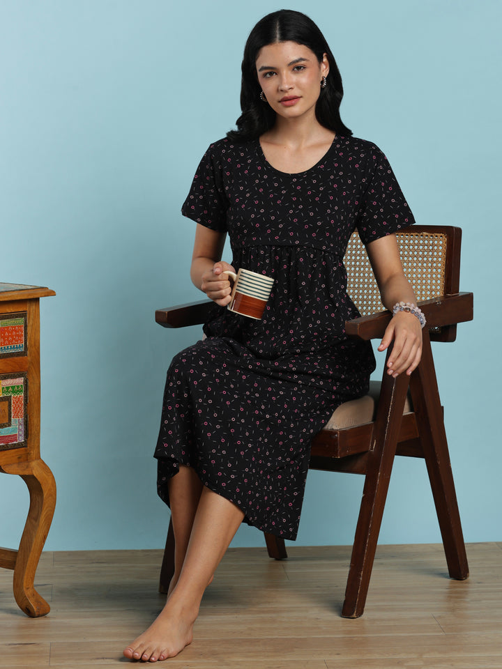 Dark grey comfortable feeding nighty for women online