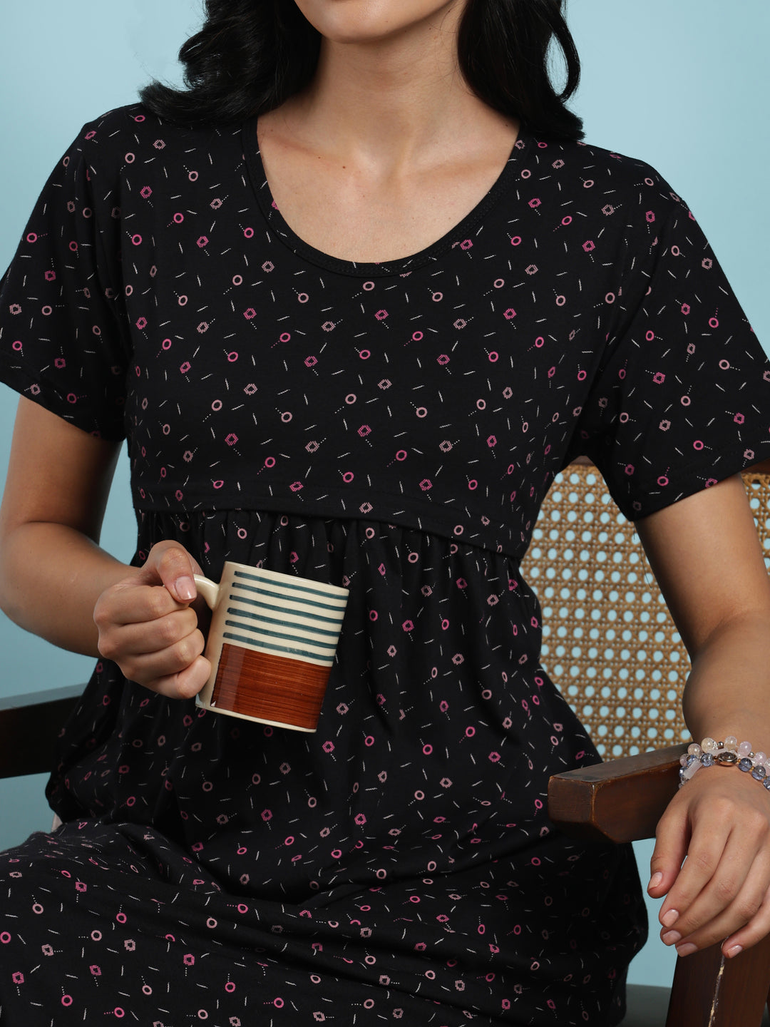 Dark grey comfortable feeding nighty for women online