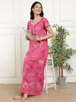 Bahaar Fuchsia Alpine Nightdress for Women with Pocket