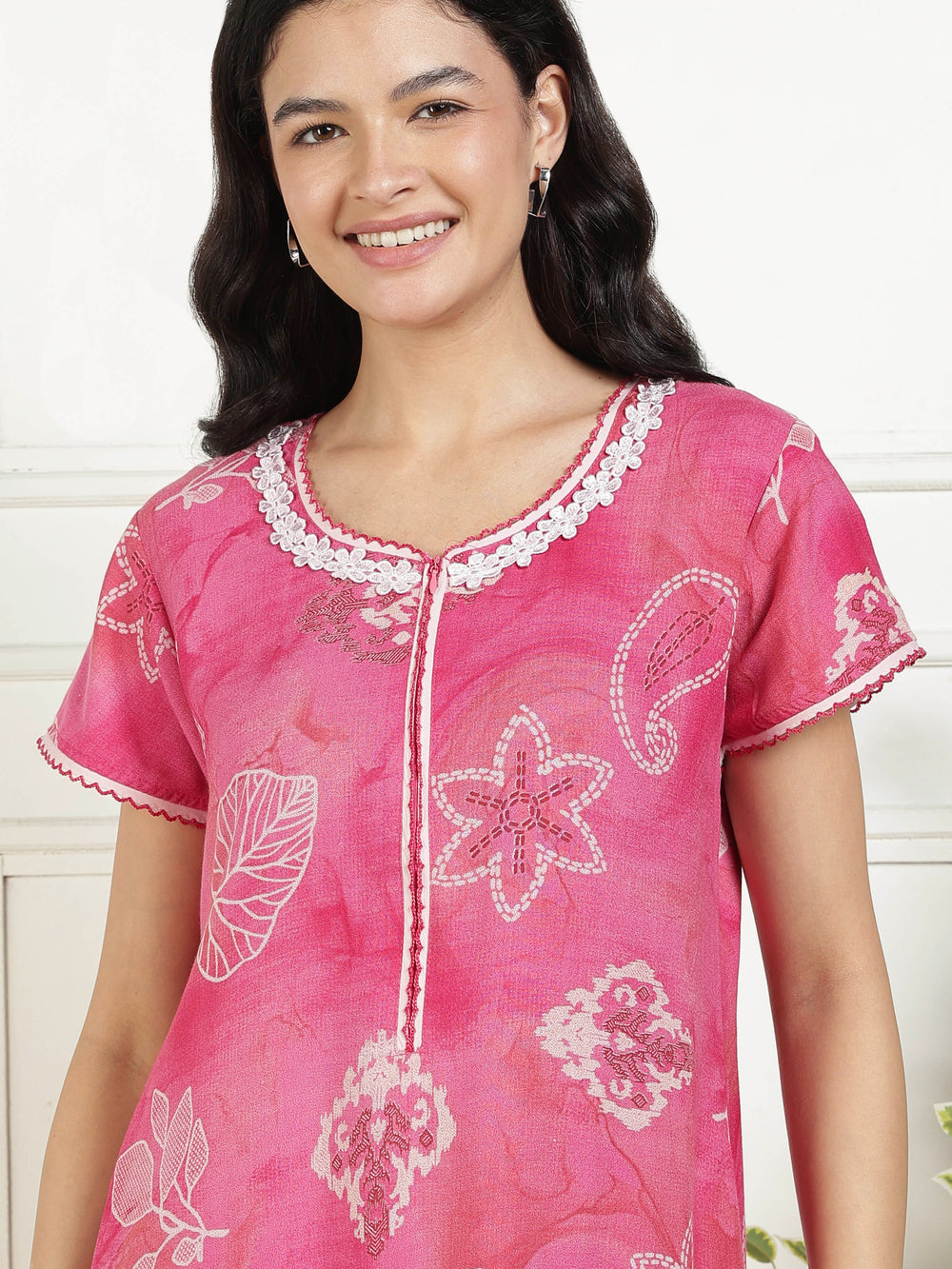 Bahaar fuchsia nursing nighty dress for women online