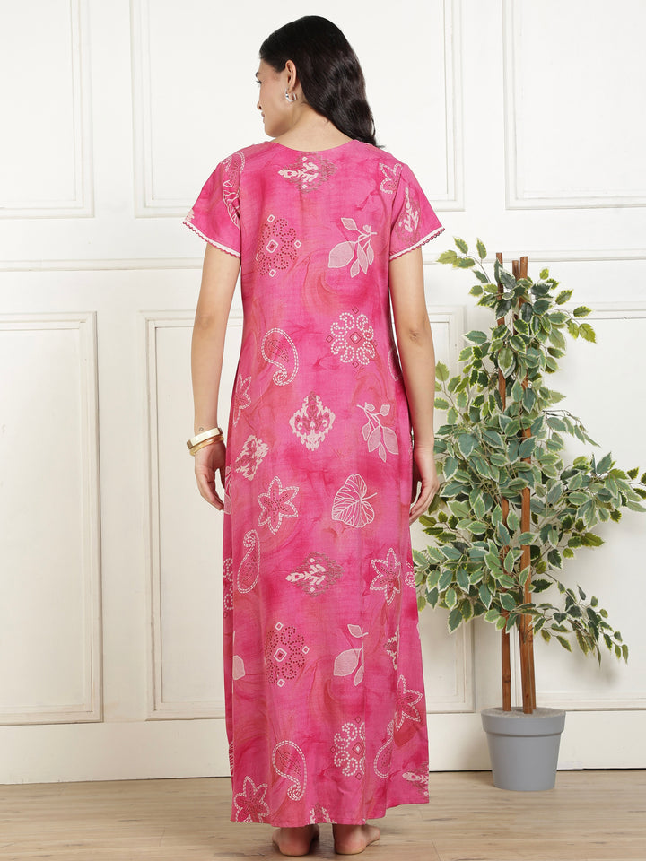 Bahaar fuchsia nursing nighty dress for women online