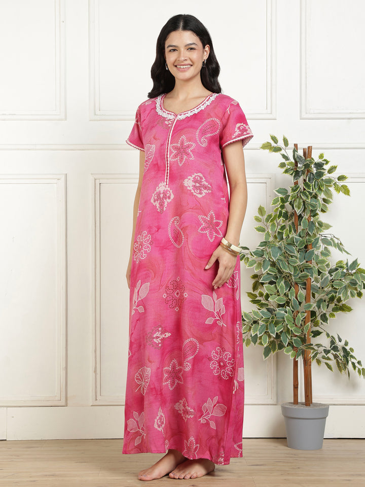 Bahaar fuchsia nursing nighty dress for women online