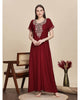 Ruby Red Alpine Designer Nighty with Embroidered Neck for Women