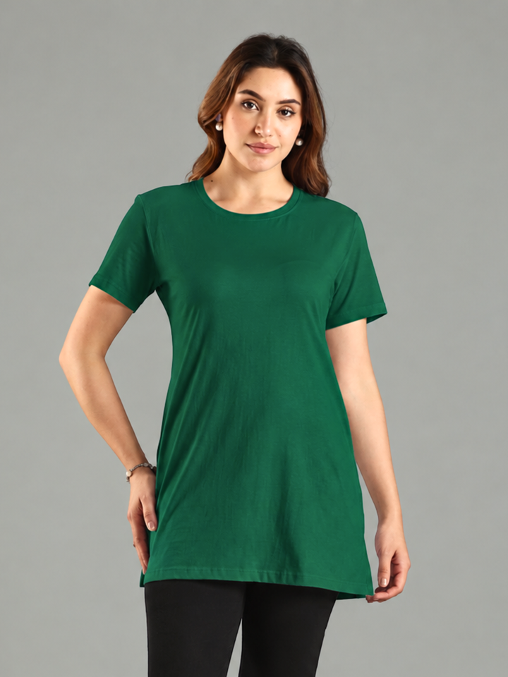 Green hosiery cotton long yoga t shirt for women online