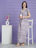 Pure Cotton Batik Print Night Dress with A Line Fit