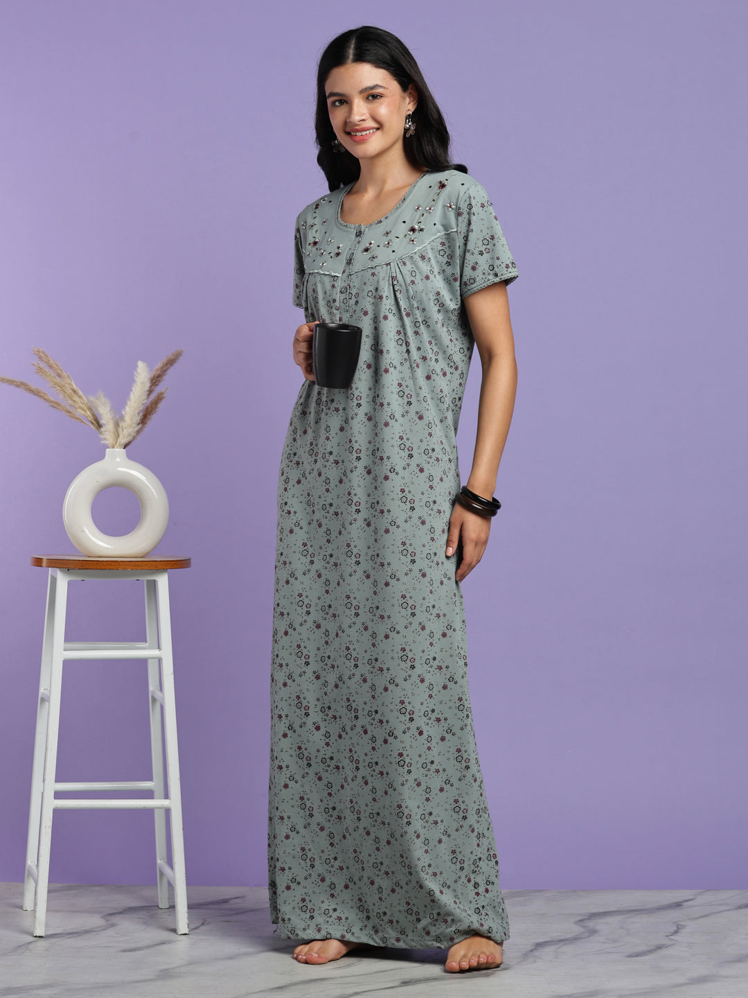 Sage vine cotton blend nightwear for women online