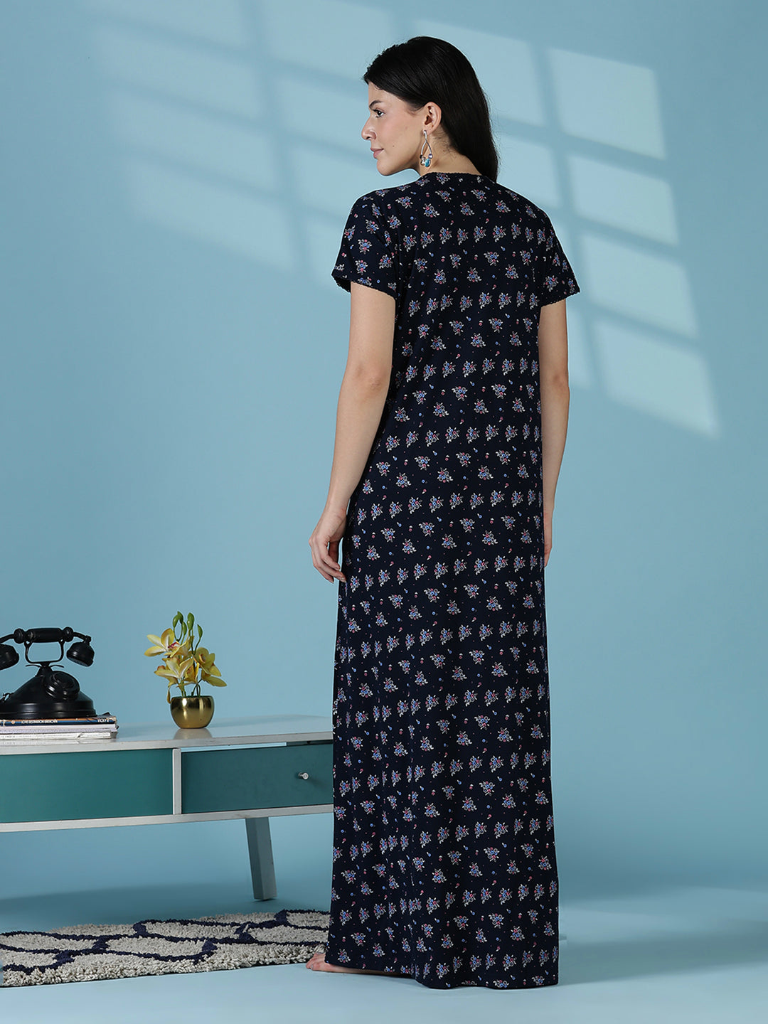 Navy cotton blend soft daily wear nightwear for women