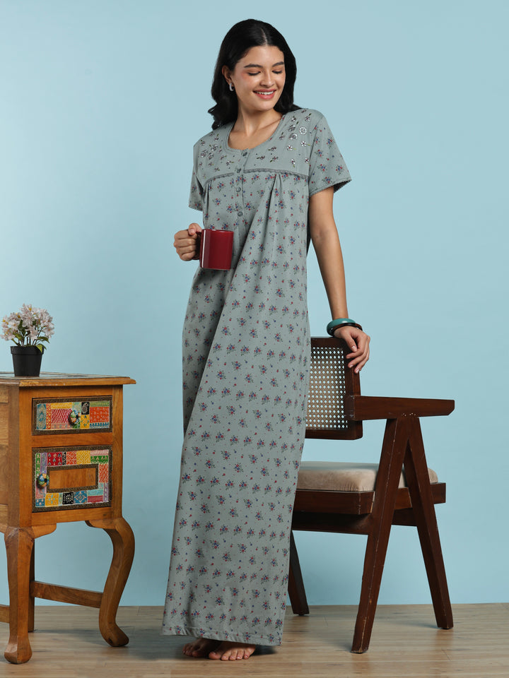 Sage sprig cotton blend nightwear for women online
