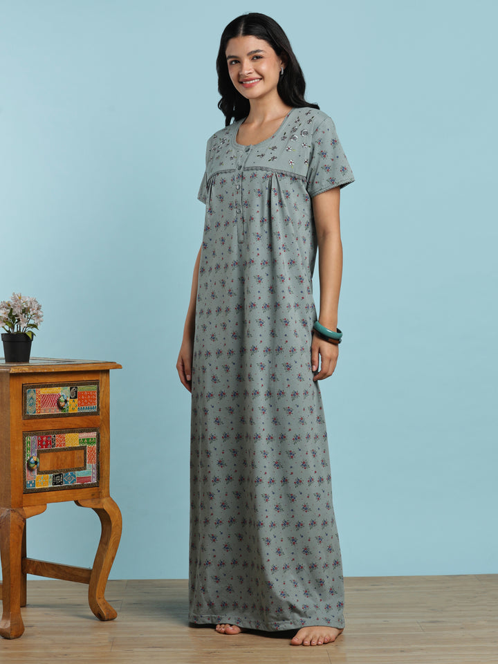 Sage sprig cotton blend nightwear for women online
