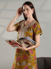 Mustard Floral Cotton Nighty for Women Soft Breathable Fit