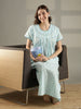Mint Floral Pure Cotton Nighty for Women Breathable Comfort