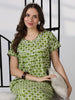 Cotton Green Floral Relaxed Fit Daily Wear Nighty for Women