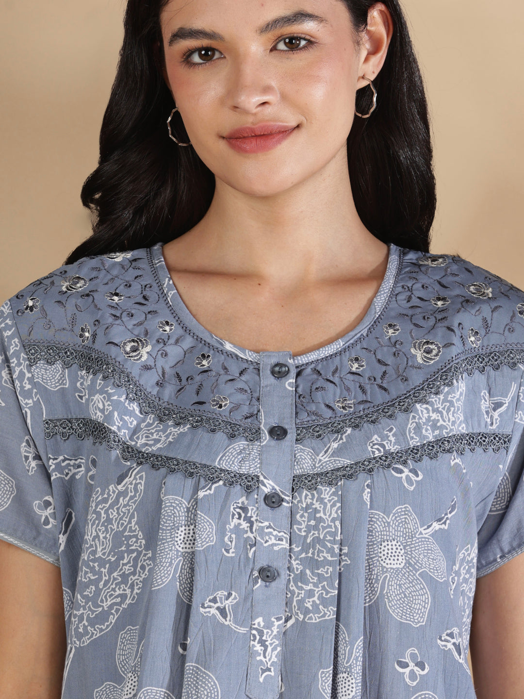 Floral crush cotton designer nighty for women online
