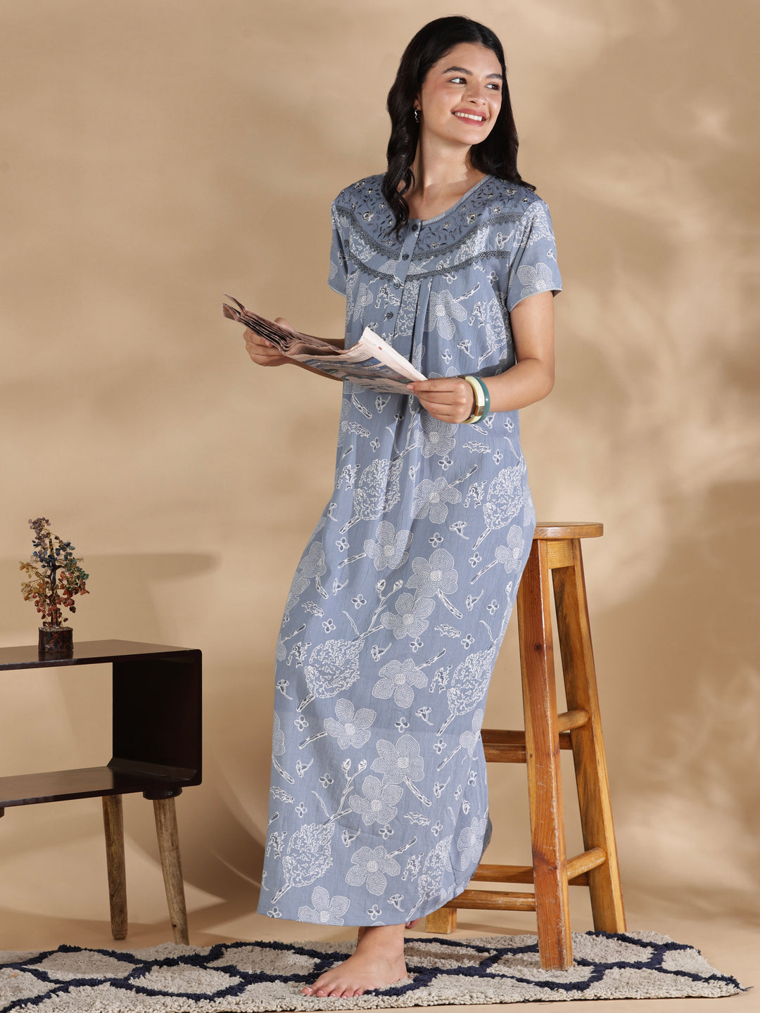 Floral crush cotton designer nighty for women online