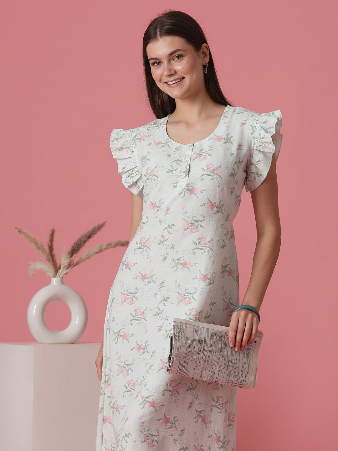 Bamboo feel A line nighty dress for women online