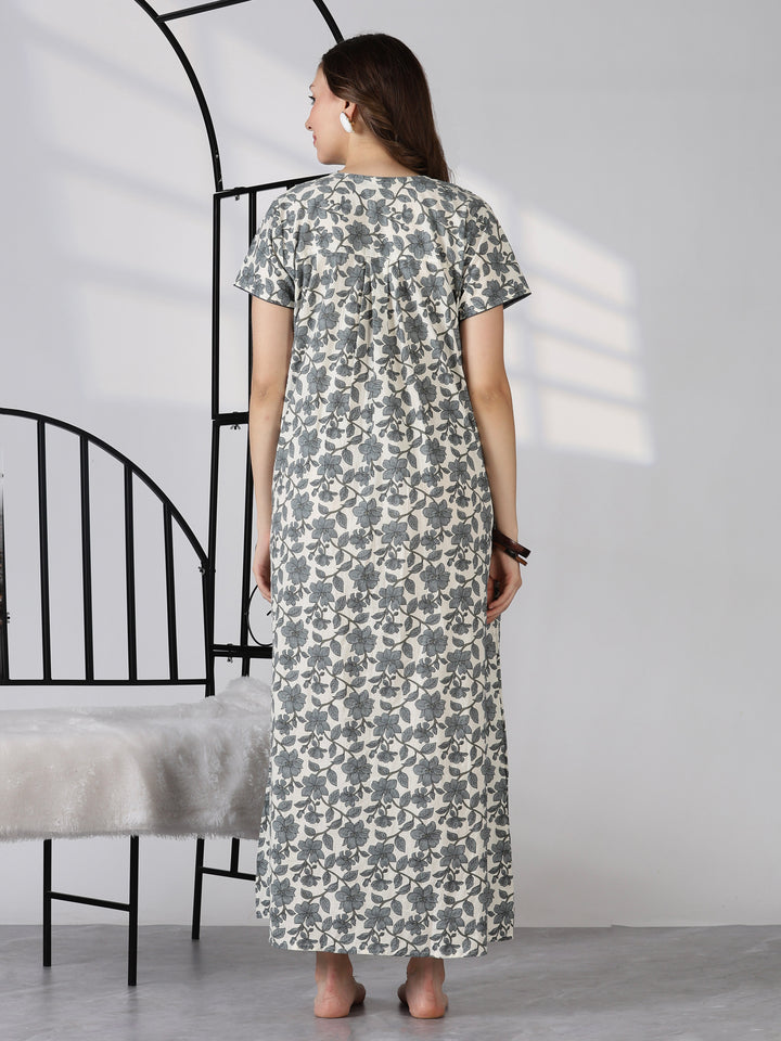 Slate floral daily wear cotton nightwear for women
