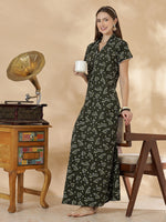 Forest Bloom Hosiery Cotton Designer Nighty for Women A Line Style