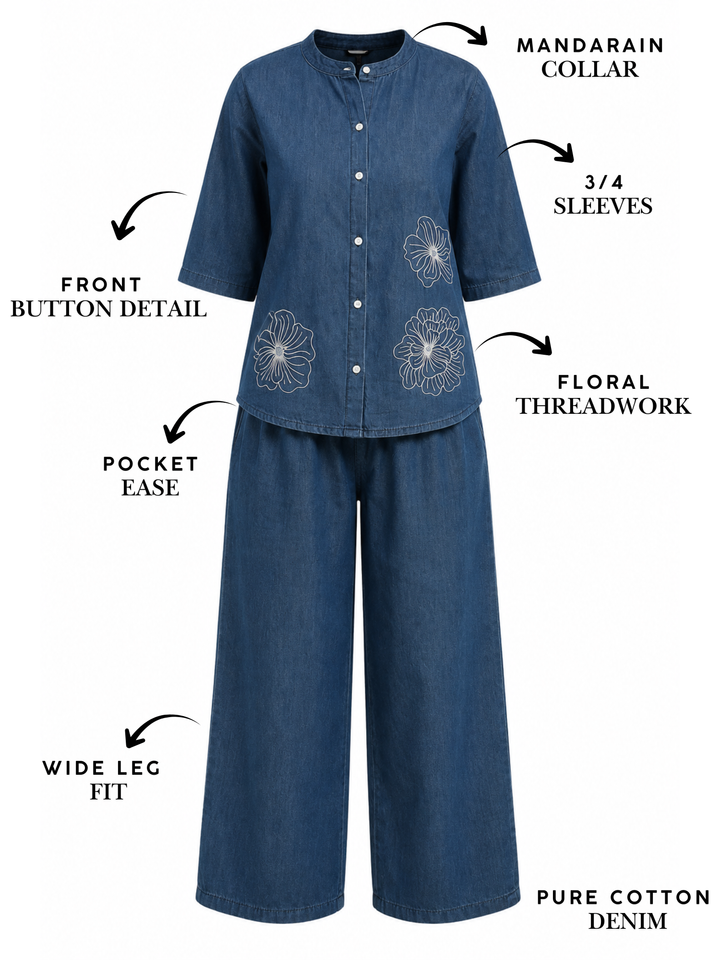 Denim co ord set for women lightweight travel wear
