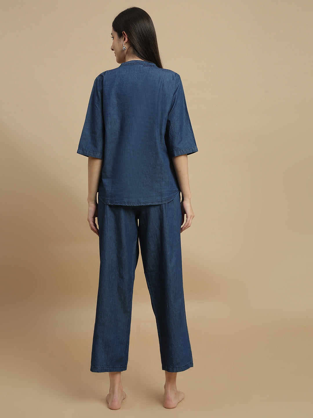 Denim co ord set for women lightweight travel wear