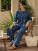 Denim Co Ord Set for Women with Floral Embroidery