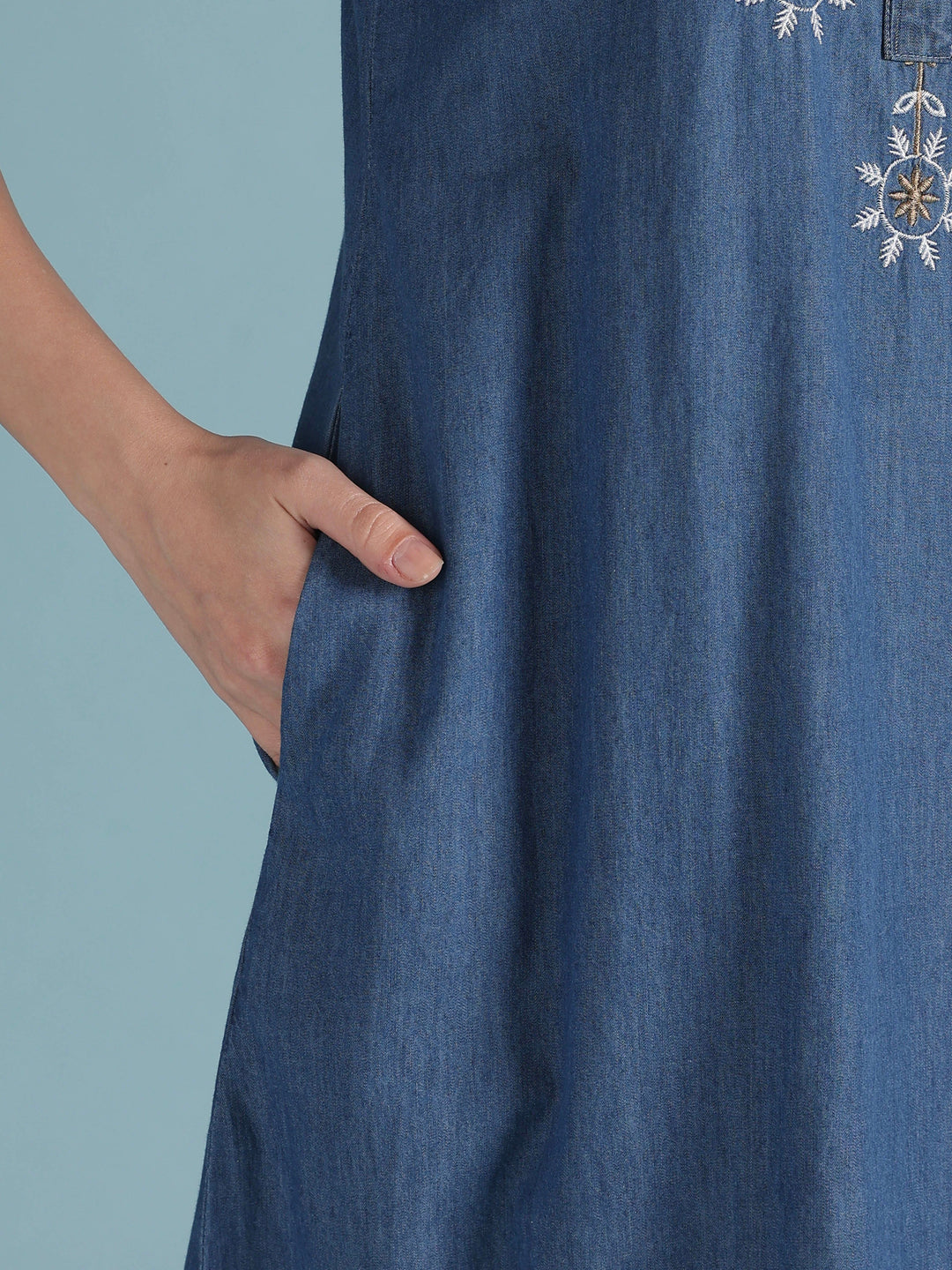 Star tassel blue embroidery nighty dress for women online
