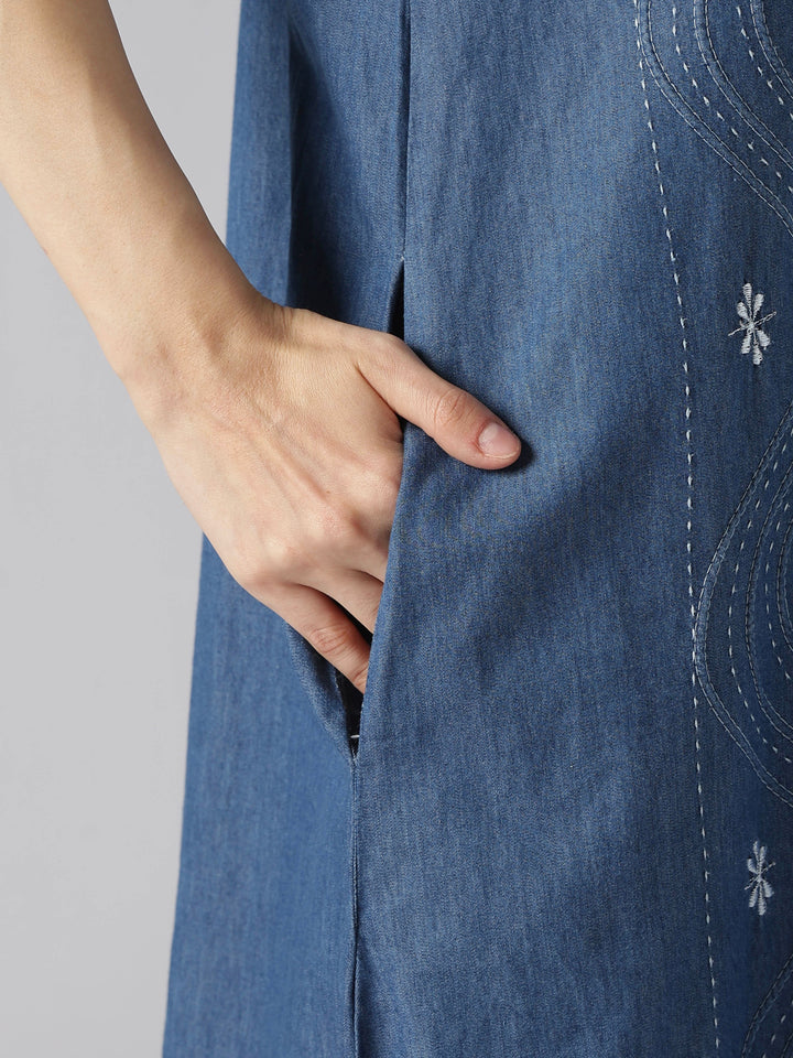 Wave stitch embroidered nighty dress for women online